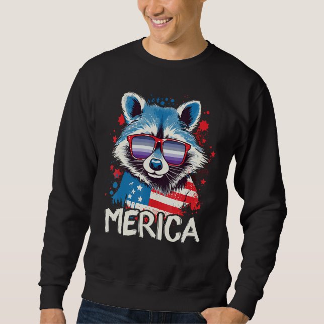 Sudadera 4th Of July Merica  Raccoon Butch Lesbian Sunglass (Anverso)