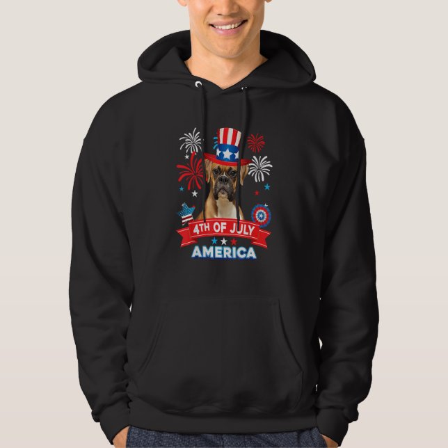 Sudadera 4th Of July Patriotic Day Boxer Dog Independence H (Anverso)