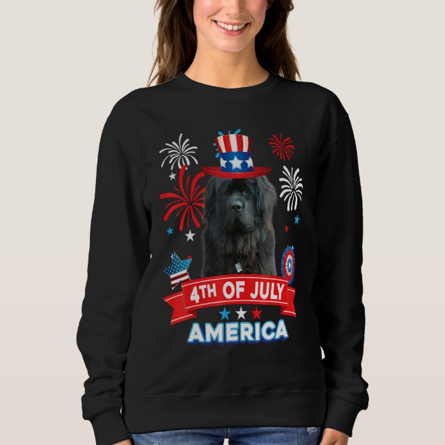 Sudadera 4th Of July Patriotic Day Newfoundland Dog Indepen (Anverso)