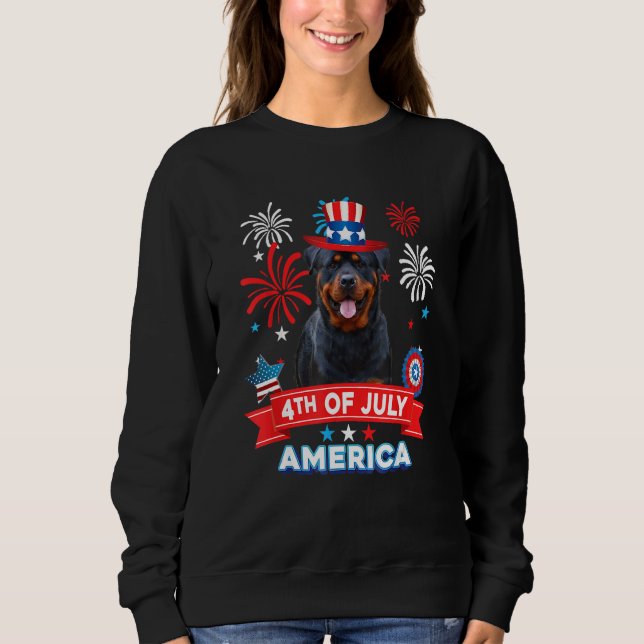 Sudadera 4th Of July Patriotic Day Rottweiler Dog Independe (Anverso)