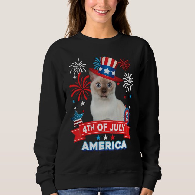 Sudadera 4th Of July Patriotic Day Tonkinese Cat Independen (Anverso)