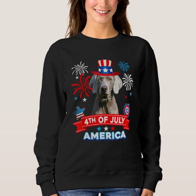 Sudadera 4th Of July Patriotic Day Weimaraner Dog Independe (Anverso)