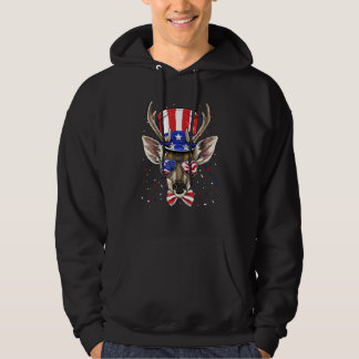 Sudadera 4th of July Patriotic Deer Wearing USA Flag Hat Hu