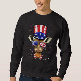 Sudadera 4th of July Patriotic Giraffe Wearing USA Flag Sun