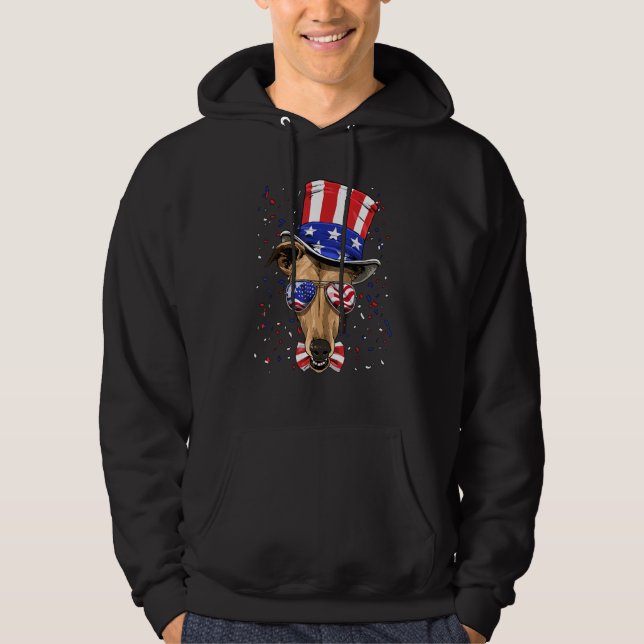 Sudadera 4th of July Patriotic Greyhound USA American Flag  (Anverso)