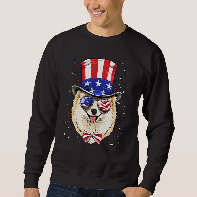 Sudadera 4th of July Patriotic Pomeranian Merica USA Flag D (Anverso)