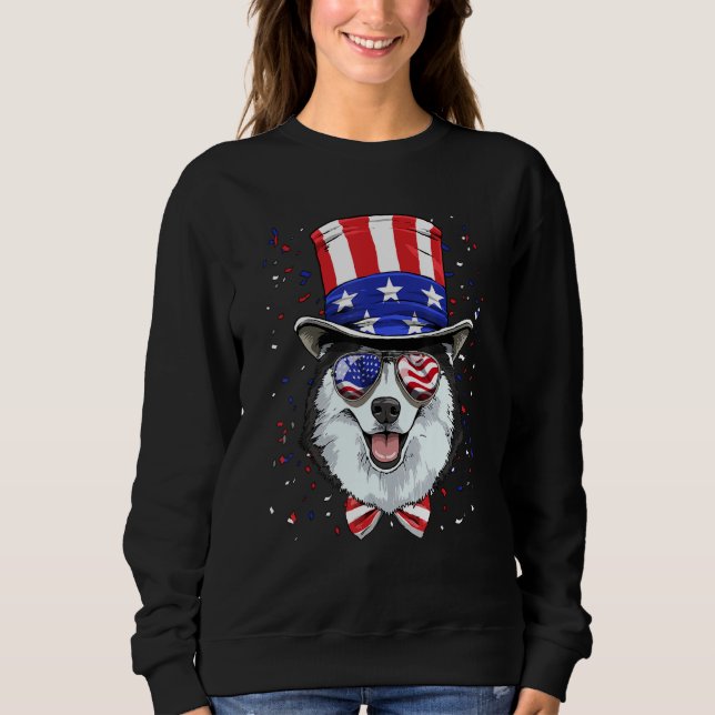 Sudadera 4th of July Patriotic Siberian Husky American USA  (Anverso)