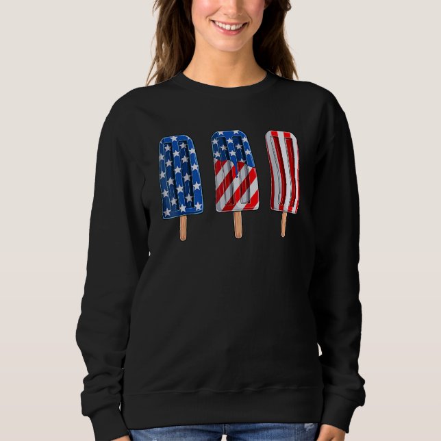 Sudadera 4th Of July Popsicle Red White Blue American Flag  (Anverso)