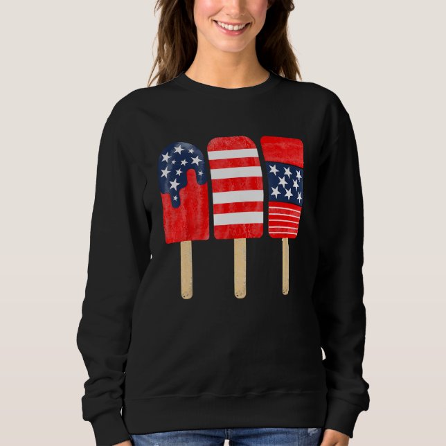 Sudadera 4th of July Popsicle Red White Blue American Flag  (Anverso)