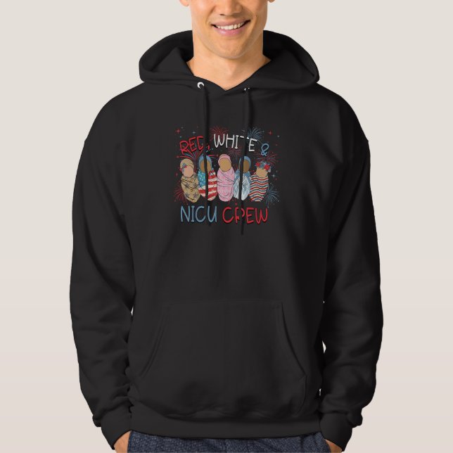 Sudadera 4th of July Red White & Nicu Crew Neonatal ICU Nur (Anverso)