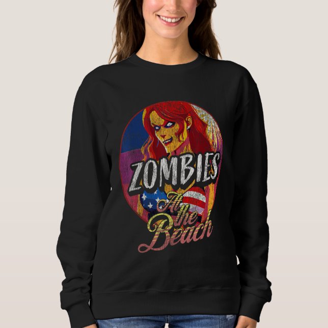 Sudadera 4th of July Retro Undead Horror  Zombies at the Be (Anverso)