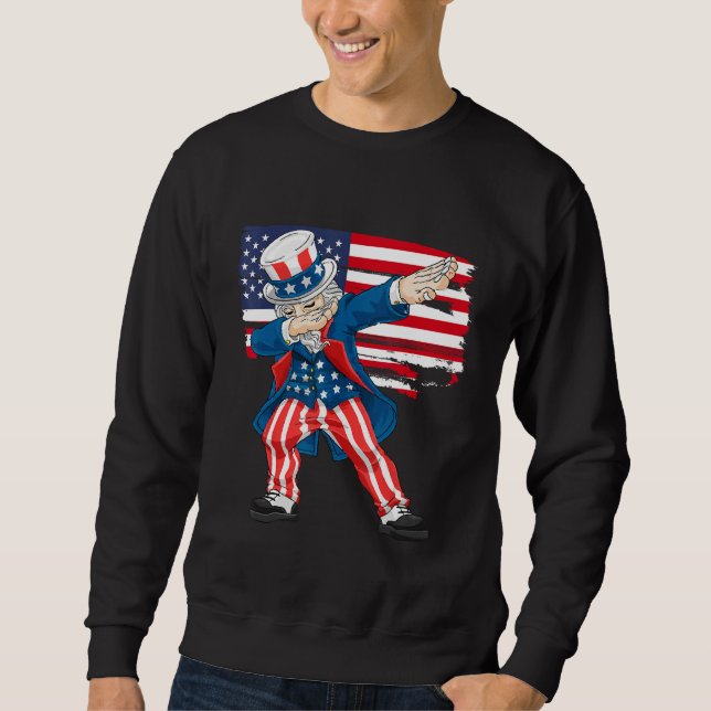 Sudadera 4th Of July Shirts For Kids Funny Dabbing Uncle Sa (Anverso)