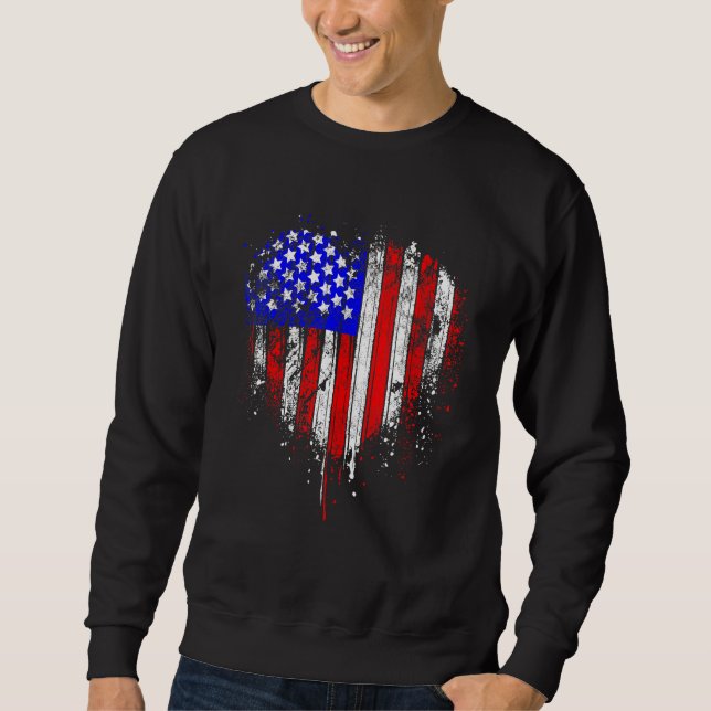 Sudadera 4th Of July Us American Flag Heart For Independenc (Anverso)
