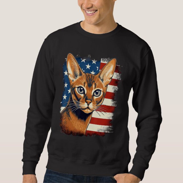 Sudadera 4th Of July US Flag Abyssinian Cat 1 (Anverso)