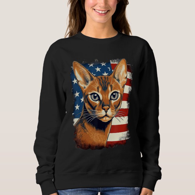 Sudadera 4th Of July US Flag Abyssinian Cat 1 (Anverso)