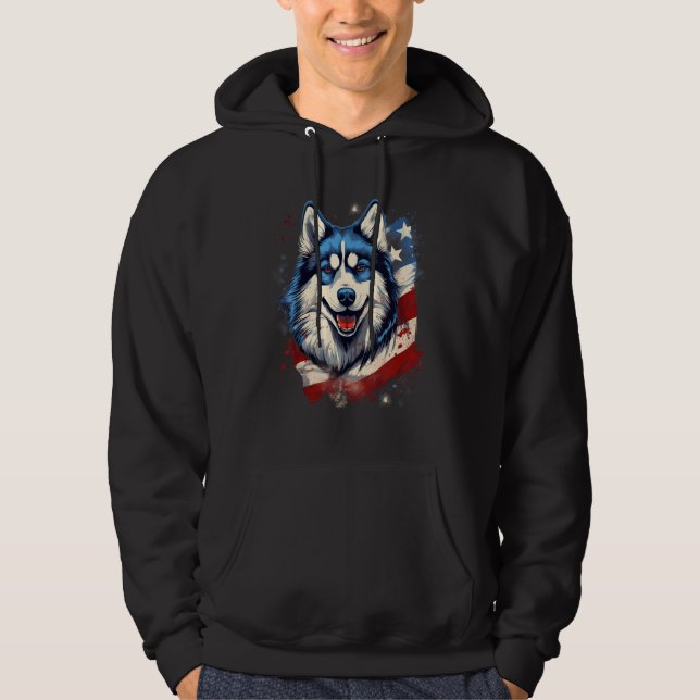 Sudadera 4th Of July US Flag Alaskan Malamute Dog (Anverso)