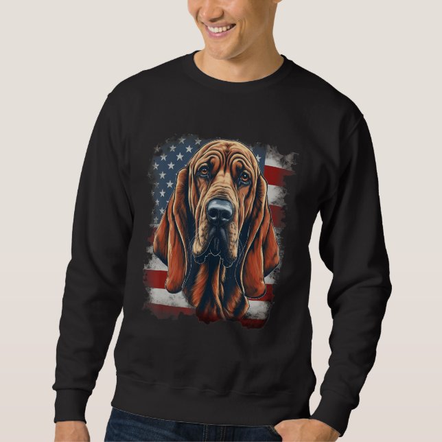 Sudadera 4th Of July US Flag Bloodhound Dog (Anverso)