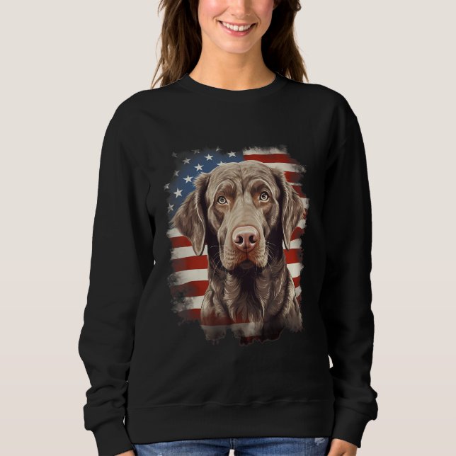 Sudadera 4th Of July US Flag Chesapeake Bay Retriever Dog 1 (Anverso)