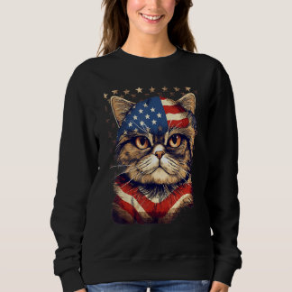 Sudadera 4th Of July US Flag Exotic Shorthair Cat