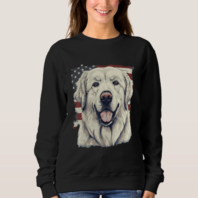 Sudadera 4th Of July US Flag Great Pyrenees Dog 1 (Anverso)