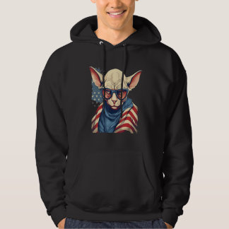 Sudadera 4th Of July US Flag Hairless Sphinx Cat 1