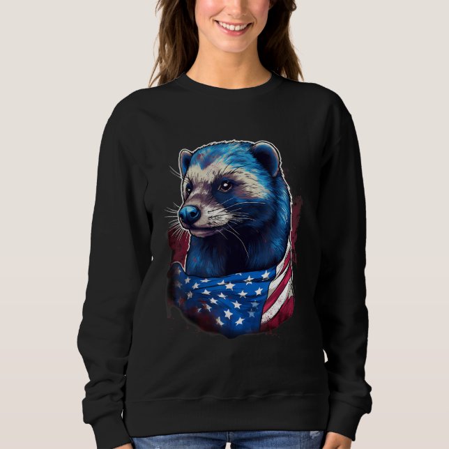 Sudadera 4th Of July US Flag Honey Badger (Anverso)