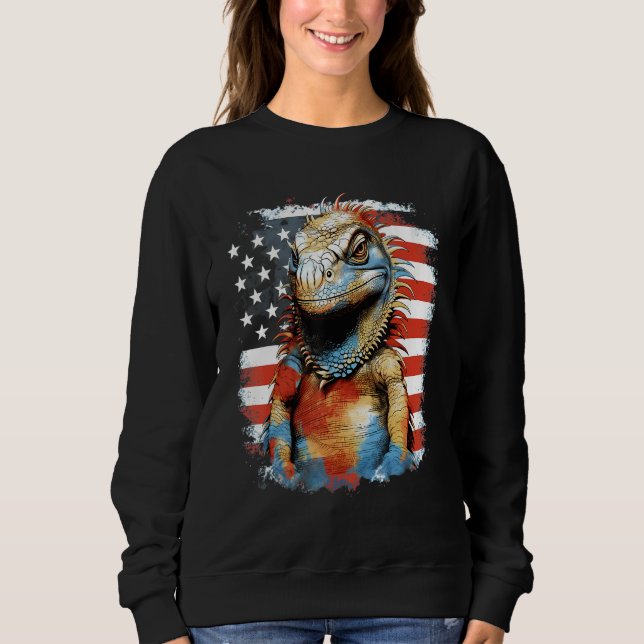 Sudadera 4th Of July US Flag Iguana (Anverso)