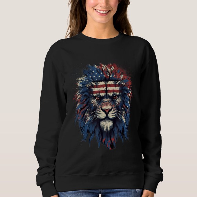 Sudadera 4th Of July US Flag Lion (Anverso)