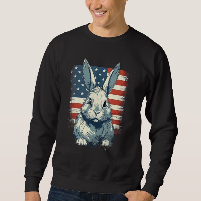 Sudadera 4th Of July US Flag Lionhead Rabbit (Anverso)