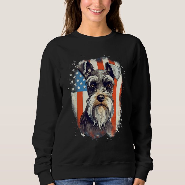 Sudadera 4th Of July US Flag Miniature Schnauzer Dog 3 (Anverso)
