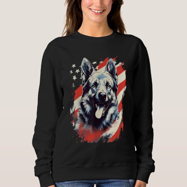 Sudadera 4th Of July US Flag Norwegian Elkhound Dog (Anverso)