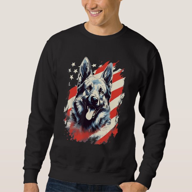 Sudadera 4th Of July US Flag Norwegian Elkhound Dog (Anverso)