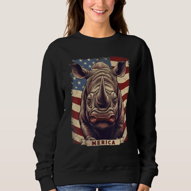 Sudadera 4th Of July US Flag Rhino (Anverso)
