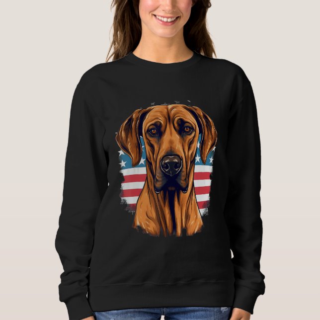 Sudadera 4th Of July US Flag Rhodesian Ridgeback Dog (Anverso)