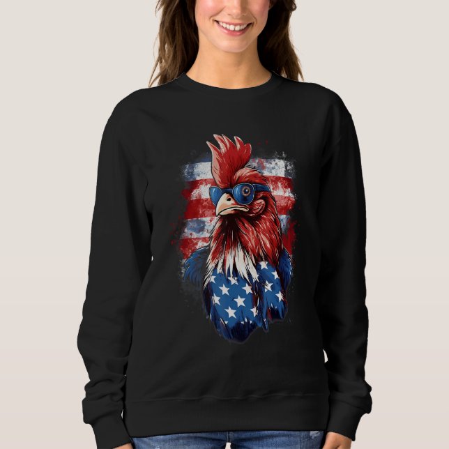 Sudadera 4th Of July US Flag Rooster (Anverso)