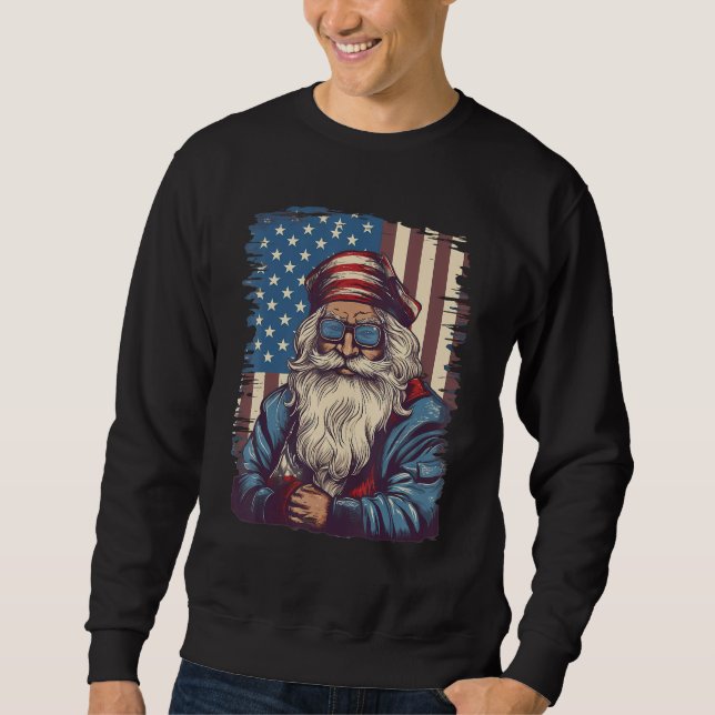 Sudadera 4th Of July US Flag Santa Claus 1 (Anverso)