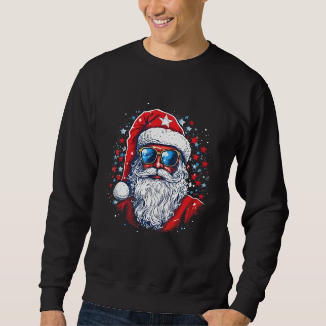 Sudadera 4th Of July US Flag Santa Claus 2 (Anverso)