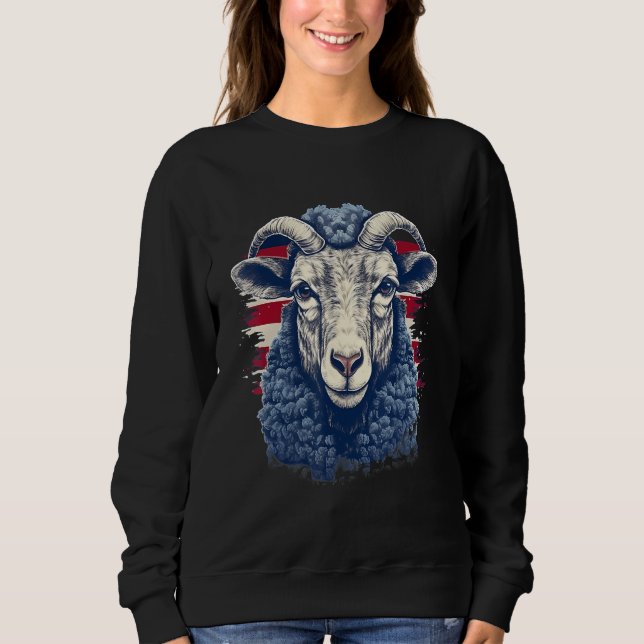 Sudadera 4th Of July US Flag Sheep (Anverso)