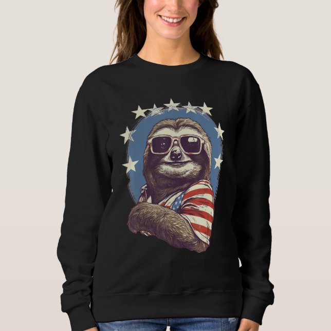 Sudadera 4th Of July US Flag Sloth (Anverso)