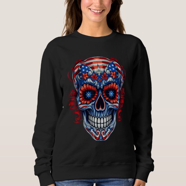Sudadera 4th Of July US Flag Sugar Skull 1 (Anverso)