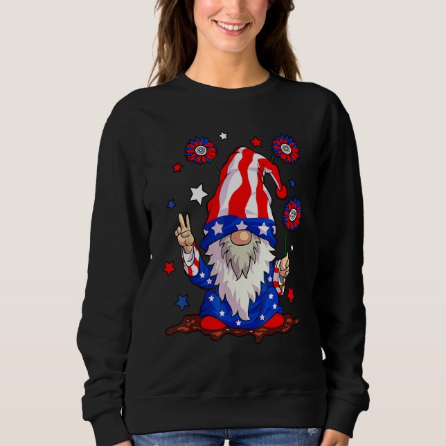 Sudadera 4th of July USA American Flag Gnomes Patriotic Men (Anverso)
