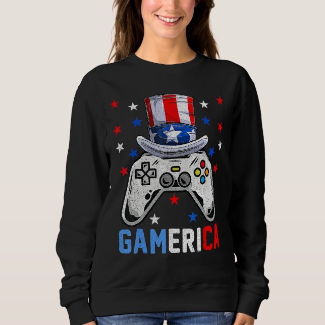Sudadera 4th Of July  Video Game Gamerica Kids Boys Men USA (Anverso)