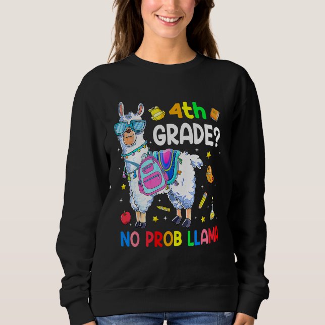 Sudadera 4to Grado Llama Sin Problemas  Maestro Y Niño De V (Anverso)