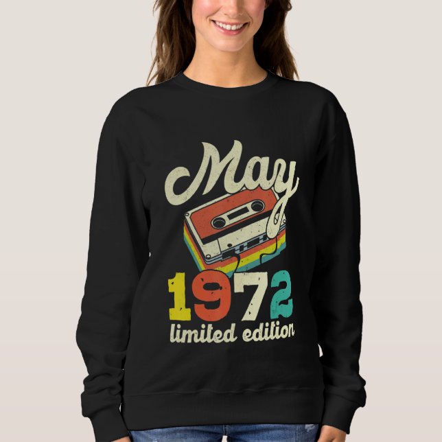 Sudadera 50 cumpleaños Mayo 1972 Cassette de época (Anverso)