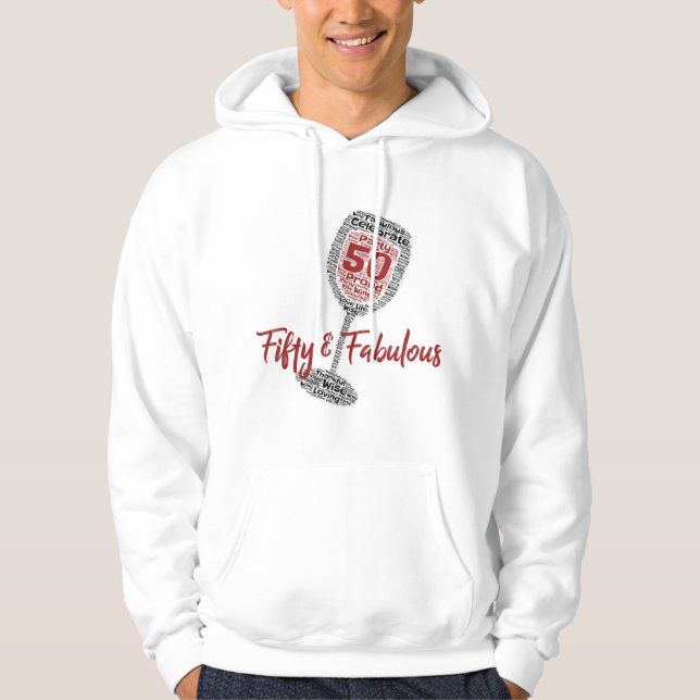 Sudadera 50 y fabulosa camiseta de cristal de vino de cumpl (Anverso)