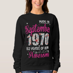 Sudadera 52.º cumpleaños increíble desde septiembre de 1970