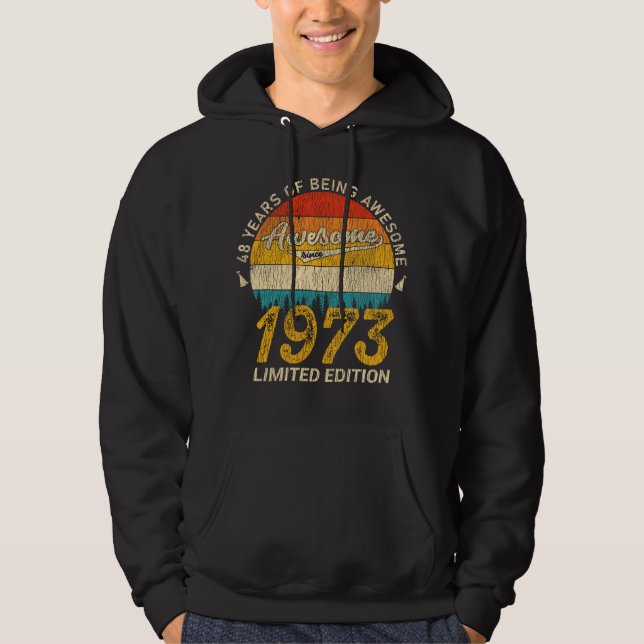 Sudadera 52 años de edad 1973 Regalo retro asombroso de 52  (Anverso)