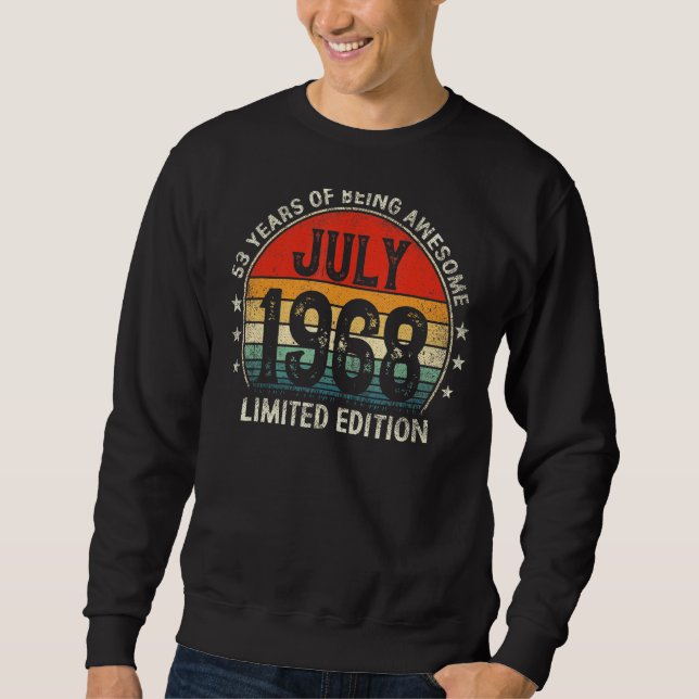Sudadera 53 años Vintage Julio 1968 53er cumpleaños (Anverso)