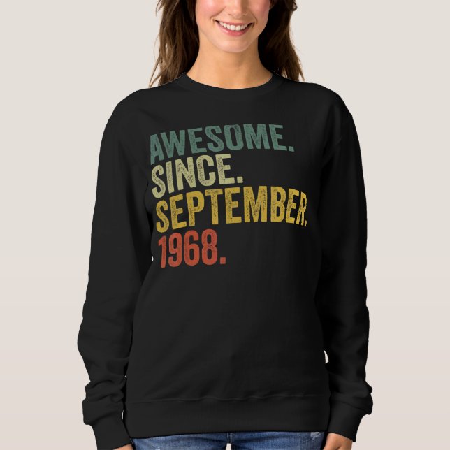 Sudadera 54º cumpleaños increíble desde septiembre de 1968  (Anverso)