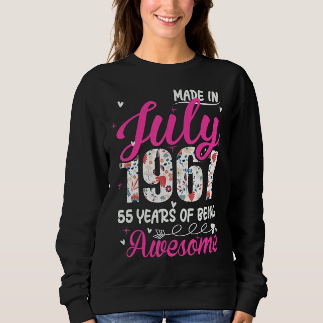 Sudadera 55.º cumpleaños increíble desde julio de 1967 (Anverso)